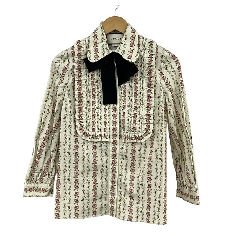 Gucci Long Sleeve Shirt Blouse Size 36 S Women - 477908 Zjx16 Ivory X Pink X