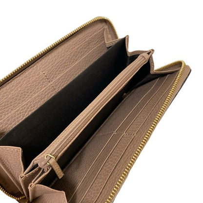 Gucci Ggmarmont 456117 Beige Dark Brown And Pink Beige Round Zipper Leather