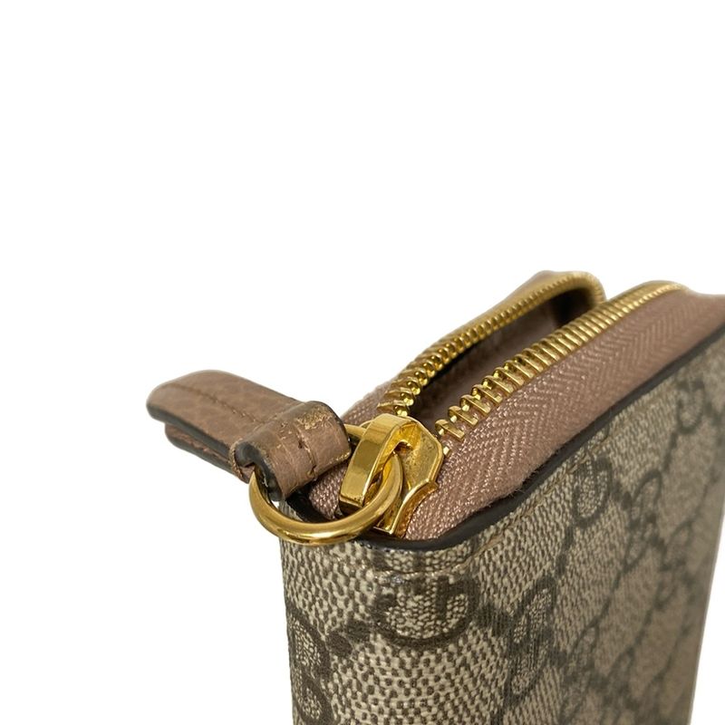 Gucci Ggmarmont 456117 Beige Dark Brown And Pink Beige Round Zipper Leather