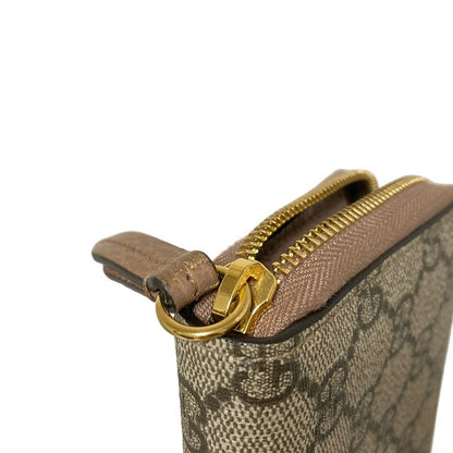 Gucci Ggmarmont 456117 Beige Dark Brown And Pink Beige Round Zipper Leather