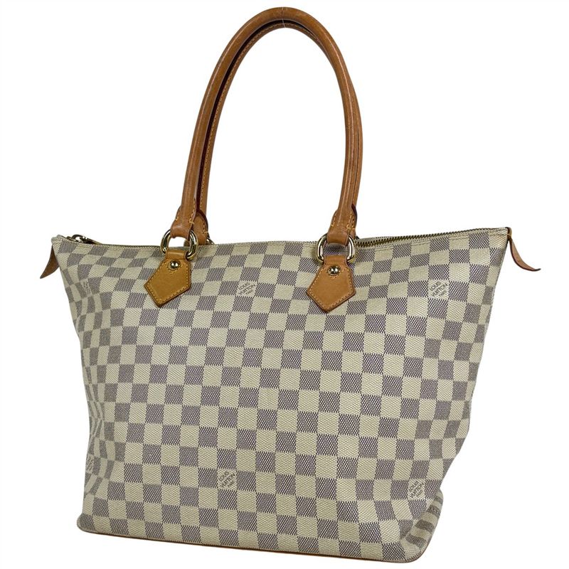 Louis Vuitton Saleya MM Handbag Tote Bag Damier Azure White N51185 Women