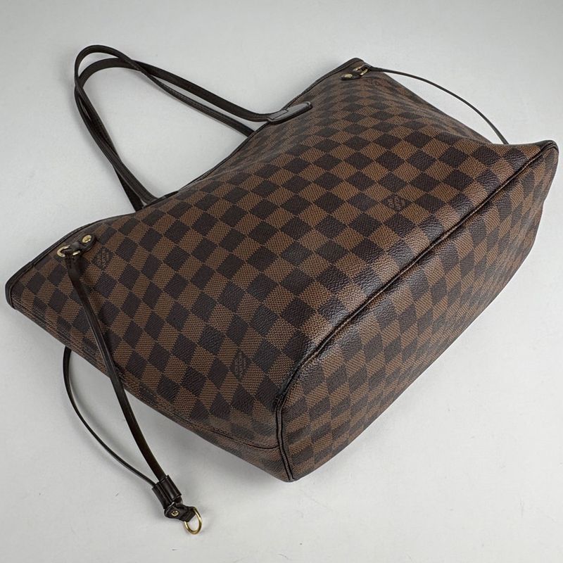 Louis Vuitton Neverfull MM Shoulder Bag Shopping Tote Bag Damier Brown N51105