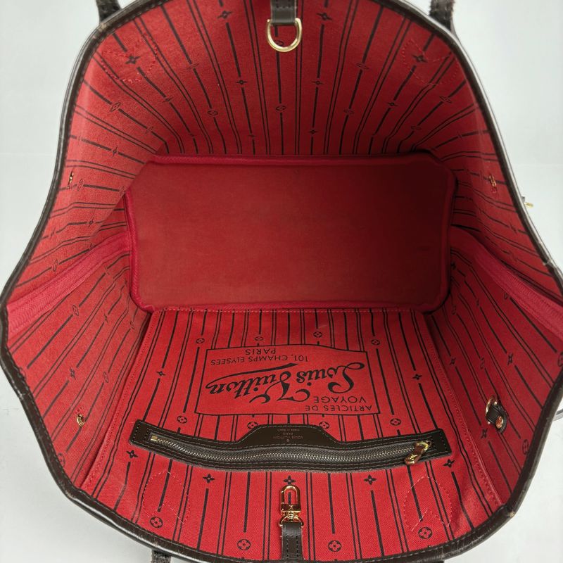 Louis Vuitton Neverfull MM Shoulder Bag Shopping Tote Bag Damier Brown N51105