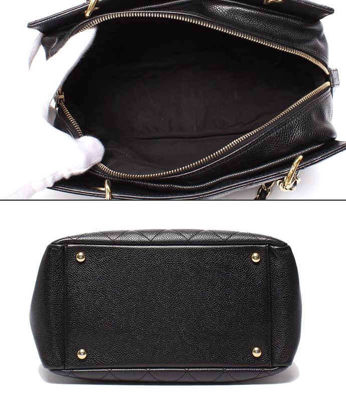 Chanel Chain Tote Bag Shoulder Gold Hardware Caviar Skin Matelasse Petit