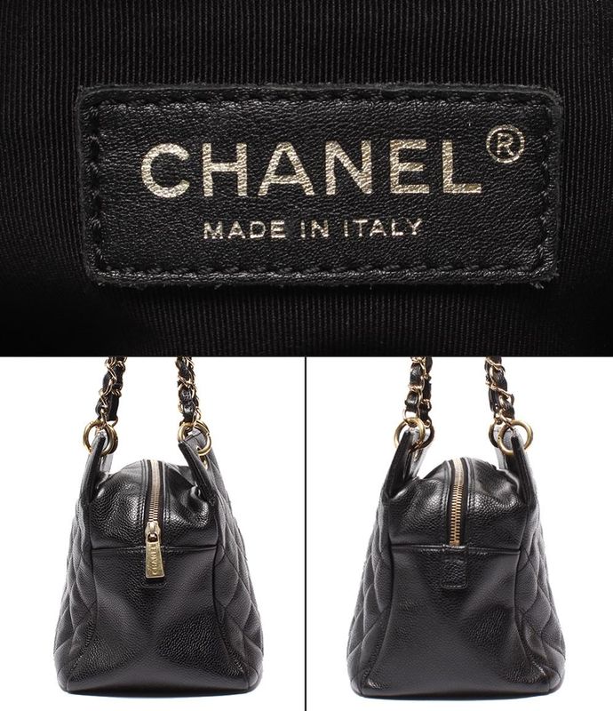 Chanel Chain Tote Bag Shoulder Gold Hardware Caviar Skin Matelasse Petit