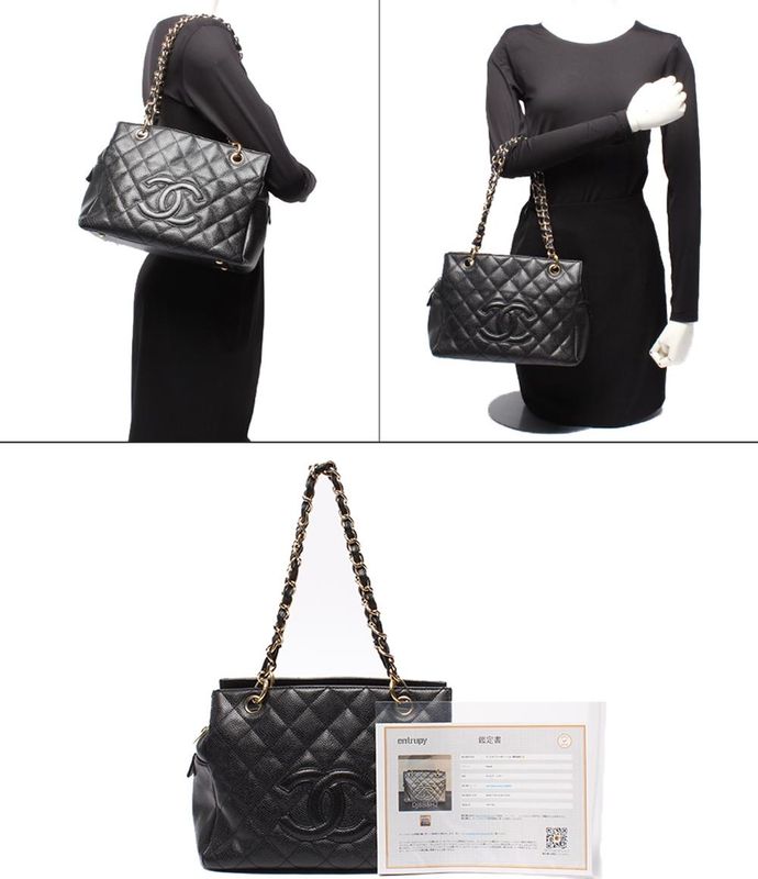 Chanel Chain Tote Bag Shoulder Gold Hardware Caviar Skin Matelasse Petit