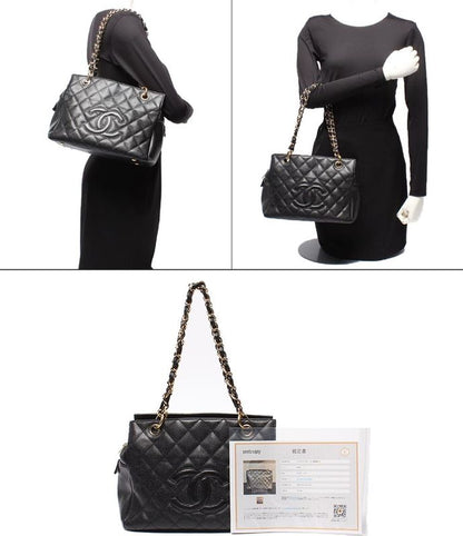 Chanel Chain Tote Bag Shoulder Gold Hardware Caviar Skin Matelasse Petit
