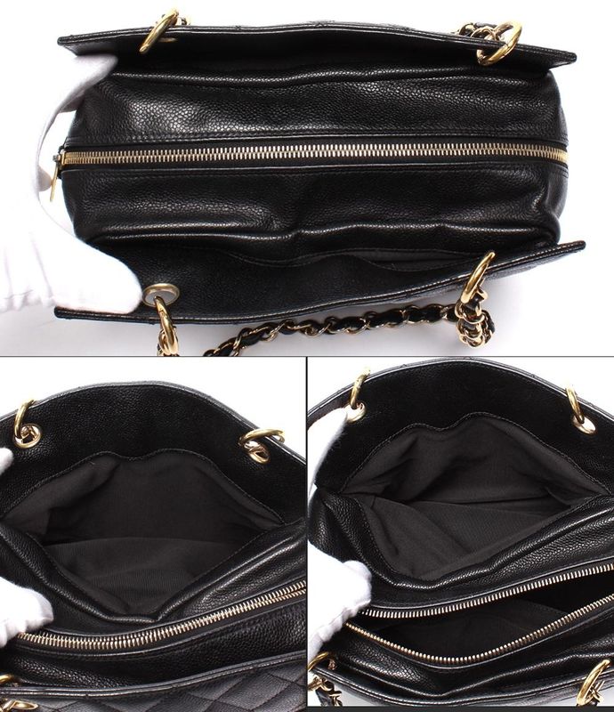 Chanel Chain Tote Bag Shoulder Gold Hardware Caviar Skin Matelasse Petit