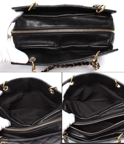 Chanel Chain Tote Bag Shoulder Gold Hardware Caviar Skin Matelasse Petit