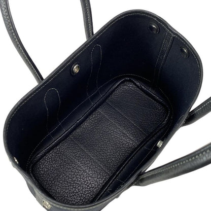Hermes Garden Party TTPM Black Silver Hardware Leather Tote Bag