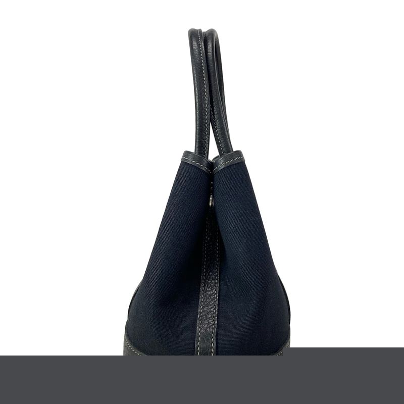 Hermes Garden Party TTPM Black Silver Hardware Leather Tote Bag