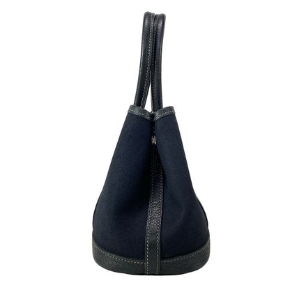 Hermes Garden Party TTPM Black Silver Hardware Leather Tote Bag