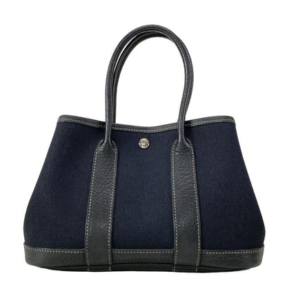 Hermes Garden Party TTPM Black Silver Hardware Leather Tote Bag