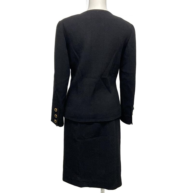 Chanel Skirt Suit Size 34 S Ladies - 20128 Black Collarless Wool