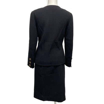 Chanel Skirt Suit Size 34 S Ladies - 20128 Black Collarless Wool
