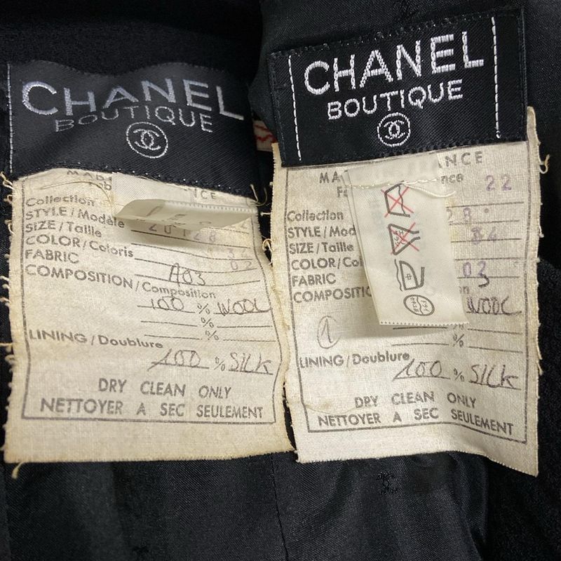 Chanel Skirt Suit Size 34 S Ladies - 20128 Black Collarless Wool