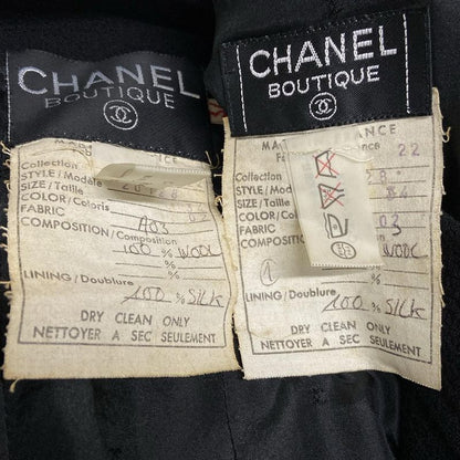 Chanel Skirt Suit Size 34 S Ladies - 20128 Black Collarless Wool