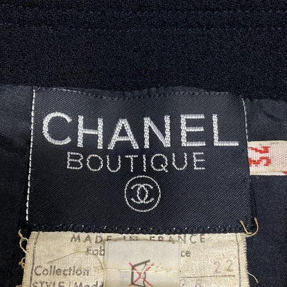 Chanel Skirt Suit Size 34 S Ladies - 20128 Black Collarless Wool