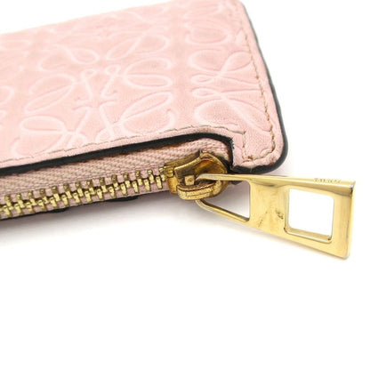 Loewe Coin Case Anagram Pattern Pink Shape Stamped With Card Case Leather