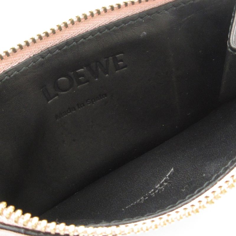 Loewe Coin Case Anagram Pattern Pink Shape Stamped With Card Case Leather