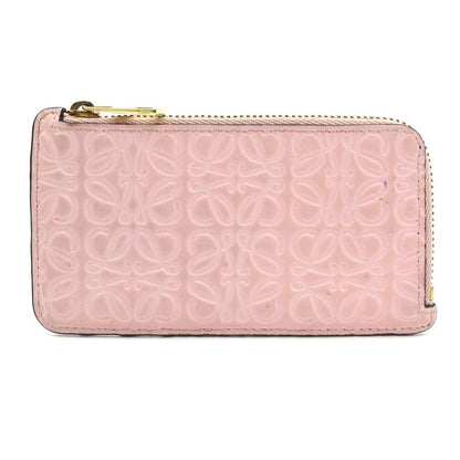 Loewe Coin Case Anagram Pattern Pink Shape Stamped With Card Case Leather
