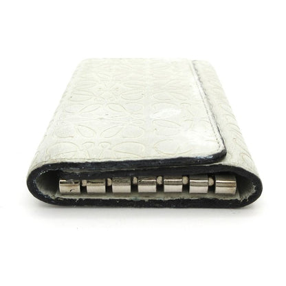 Loewe Key Case Repeat Anagram Pattern White 6 Hooks Shape Pressed Leather