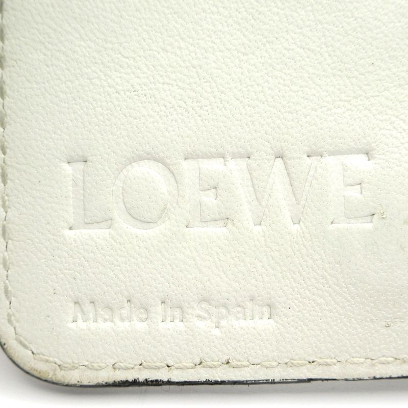 Loewe Key Case Repeat Anagram Pattern White 6 Hooks Shape Pressed Leather