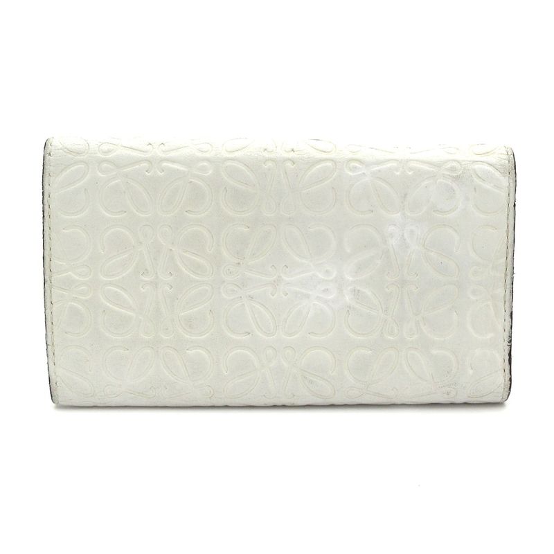 Loewe Key Case Repeat Anagram Pattern White 6 Hooks Shape Pressed Leather