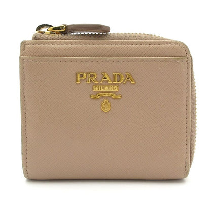 Prada Coin Case - 1ml025 Beige L Shaped Zipper Leather