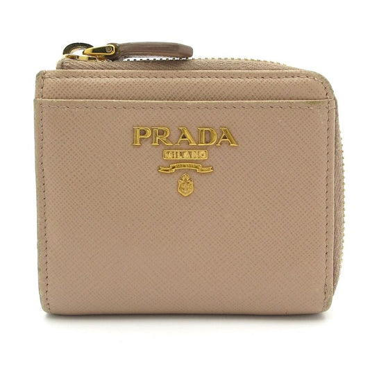 Prada Coin Case - 1ml025 Beige L Shaped Zipper Leather