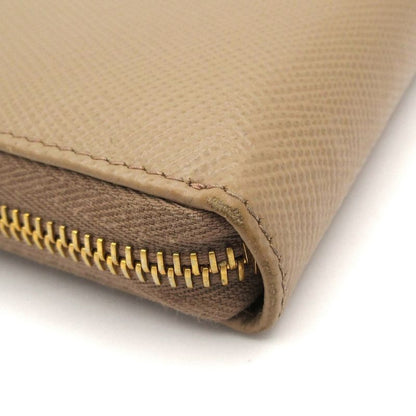Prada Long Wallet - 1ml506 Beige Round Zipper Leather
