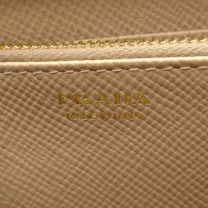 Prada Long Wallet - 1ml506 Beige Round Zipper Leather