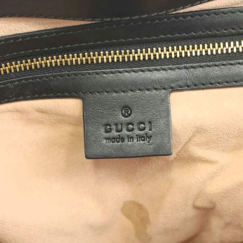 Gucci Bamboo Nim Fair Medium Shoulder Bag Handbag 2WAY Leather Black Black 453766 KU - OH - BM