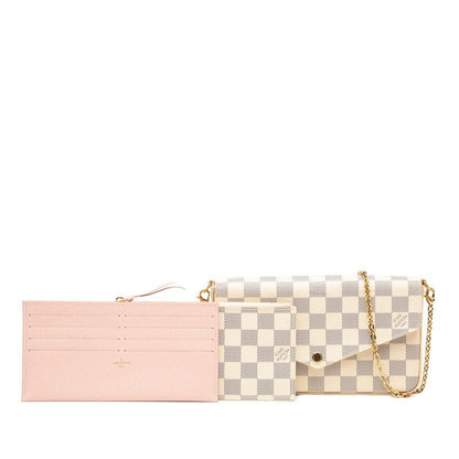 Louis Vuitton Damier Azure Pochette Félicie Chain Shoulder Bag N40491 White PVC
