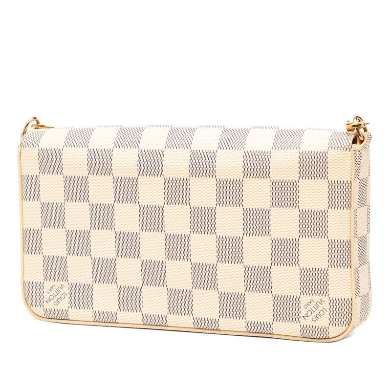 Louis Vuitton Damier Azure Pochette Félicie Chain Shoulder Bag N40491 White PVC