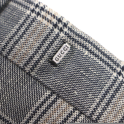 Unused Item ▼Gucci 707294 Linen Wool Check Pattern Pants Slacks Gray