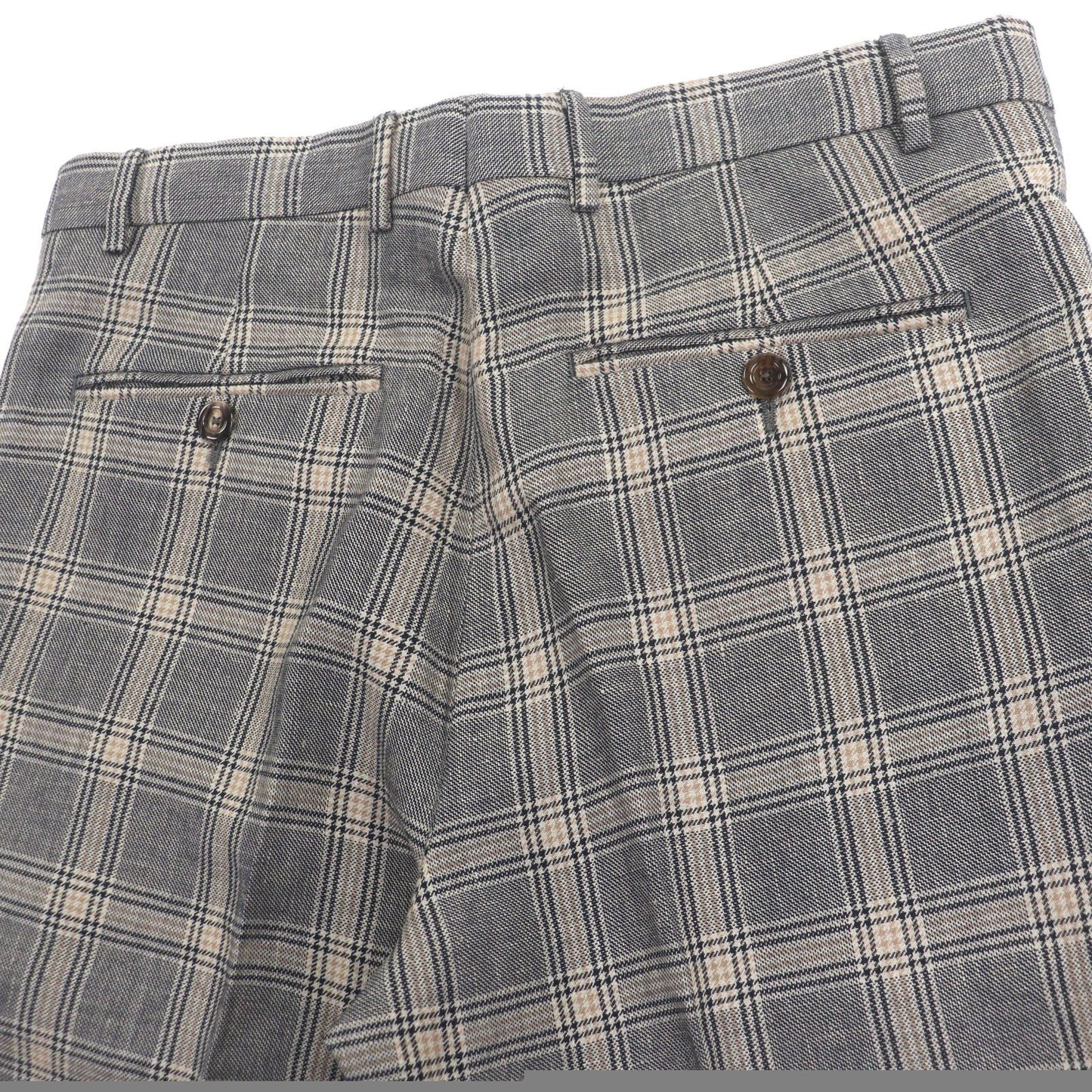 Unused Item ▼Gucci 707294 Linen Wool Check Pattern Pants Slacks Gray