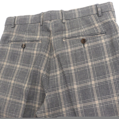 Unused Item ▼Gucci 707294 Linen Wool Check Pattern Pants Slacks Gray