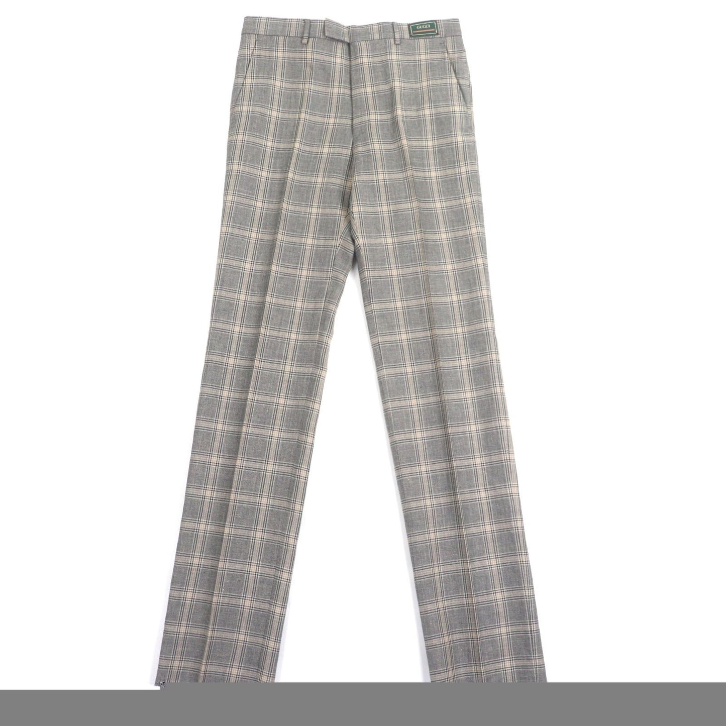 Unused Item ▼Gucci 707294 Linen Wool Check Pattern Pants Slacks Gray