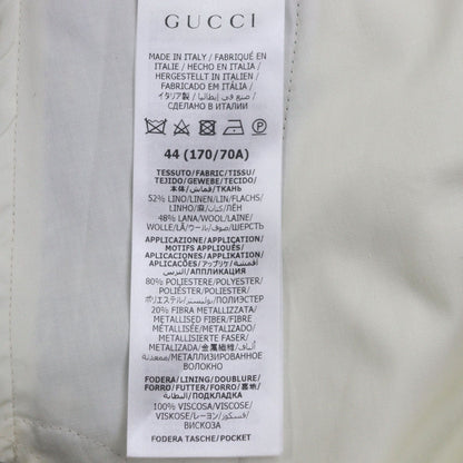 Unused Item ▼Gucci 707294 Linen Wool Check Pattern Pants Slacks Gray