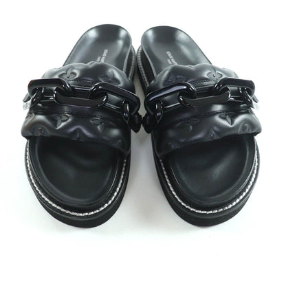 Unused Itemlouis Vuitton Sunset Line Monogram Chain Flat Sandals Black 37