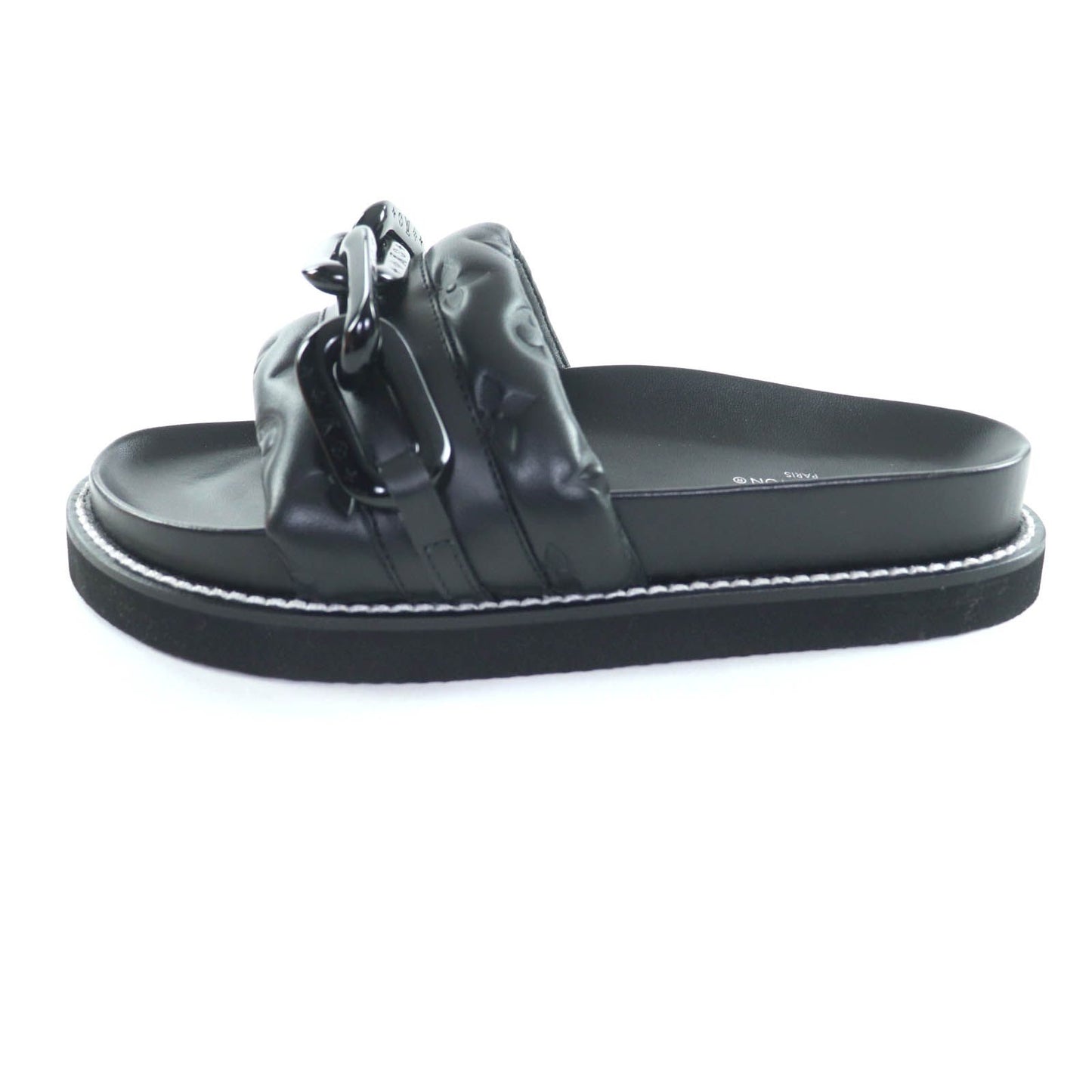Unused Itemlouis Vuitton Sunset Line Monogram Chain Flat Sandals Black 37