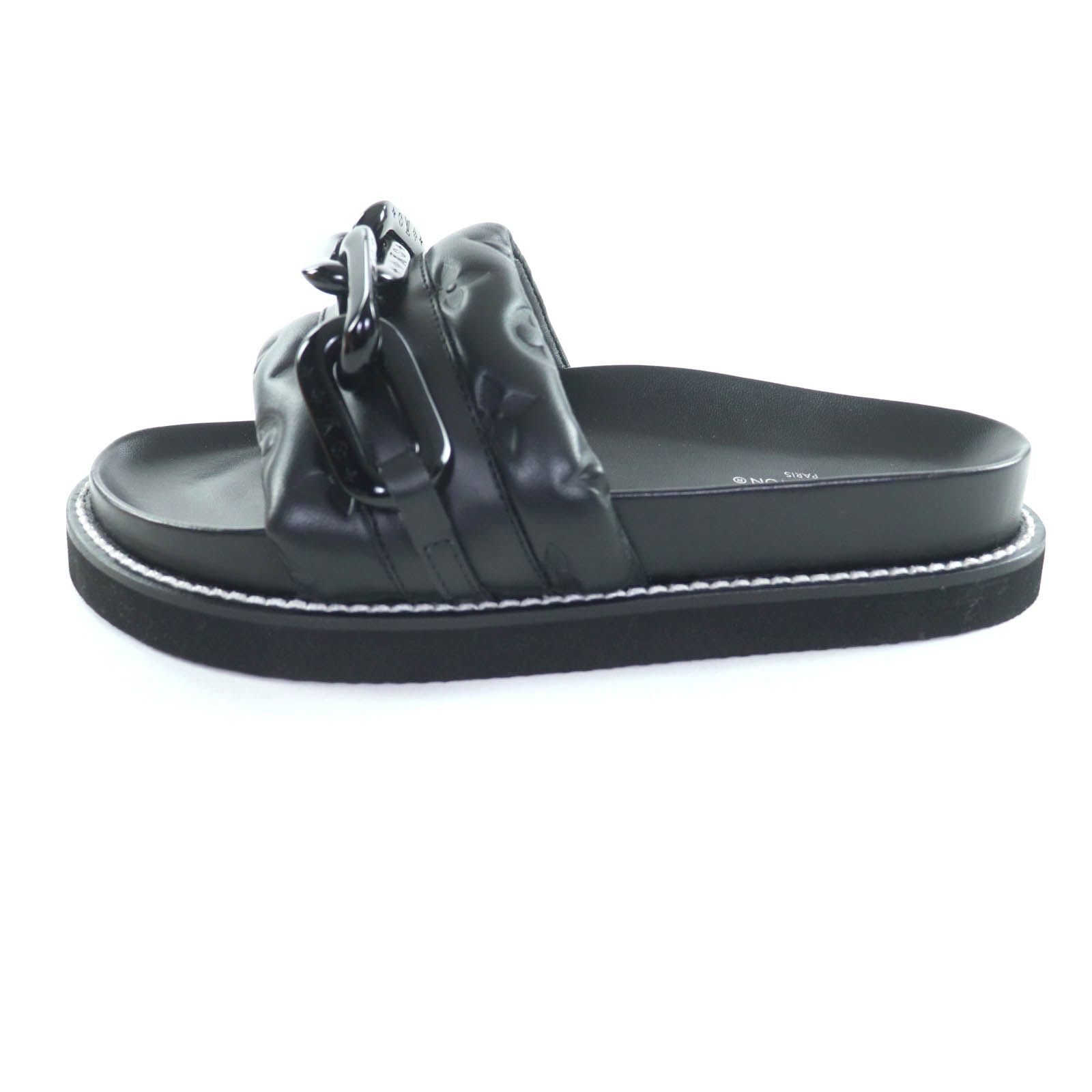 Unused Itemlouis Vuitton Sunset Line Monogram Chain Flat Sandals Black 37
