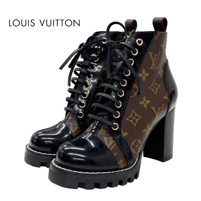 Louis Vuitton Star Trail Line Boots Short Boots Shoes Leather Black Brown