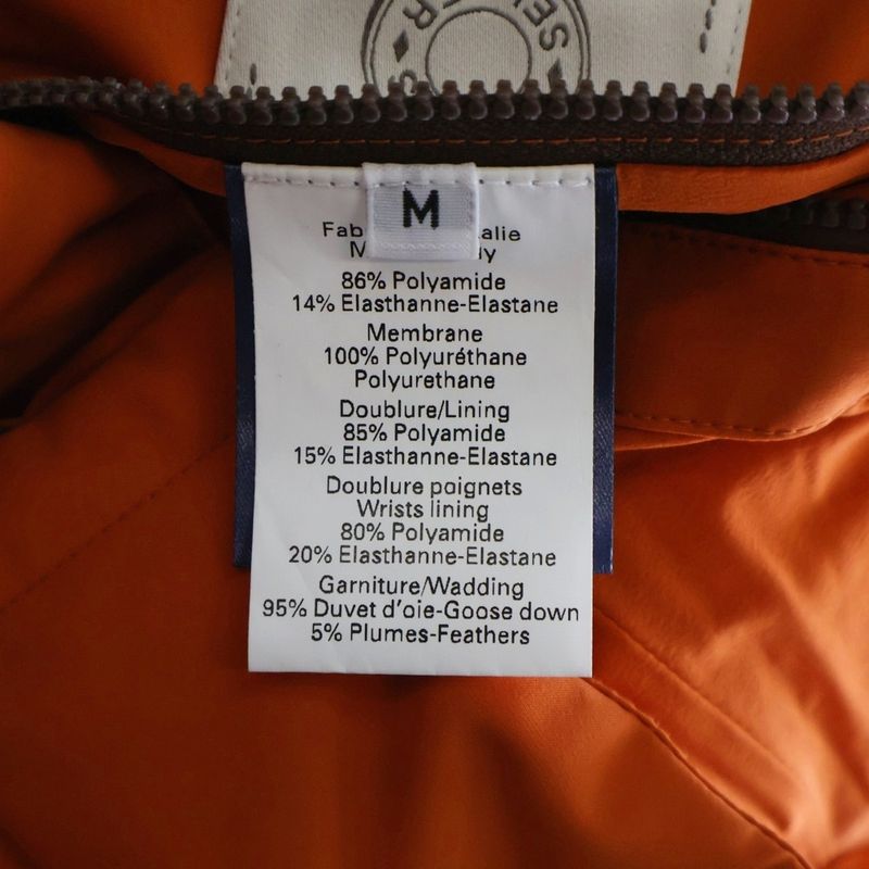 Hermes Fjord Quilted Stand Collar Zip Up Down Jacket Orange