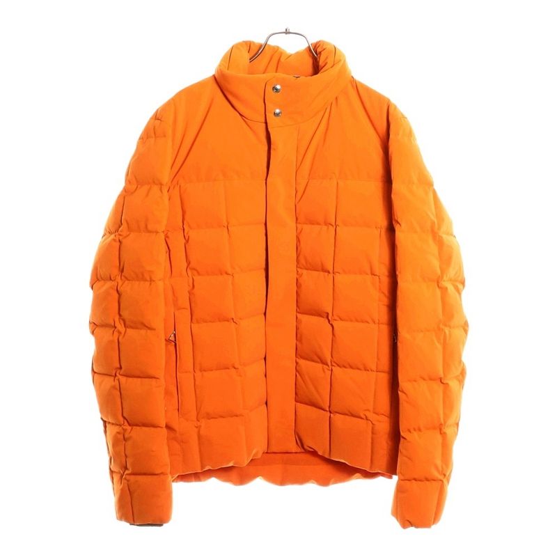 Hermes Fjord Quilted Stand Collar Zip Up Down Jacket Orange