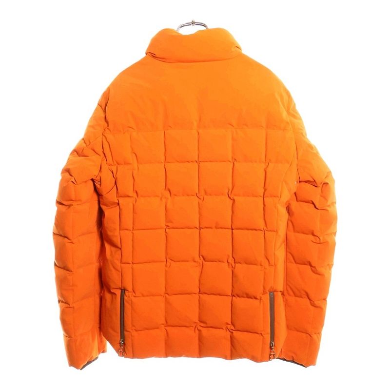 Hermes Fjord Quilted Stand Collar Zip Up Down Jacket Orange