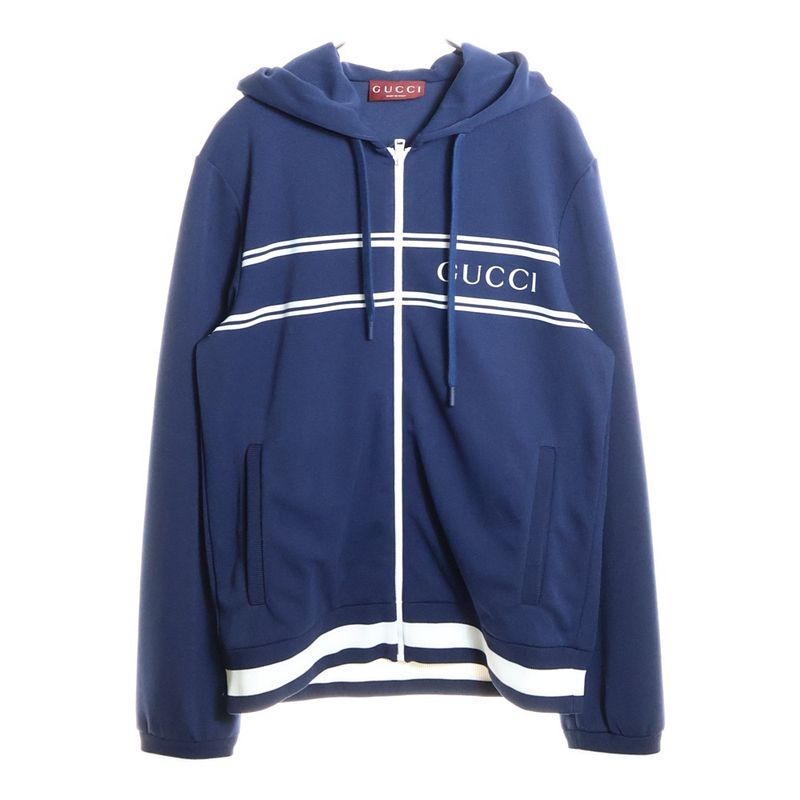 Gucci Technical Jersey Logo Hooded Sweatshirt Navy White 787939 Xjgj5