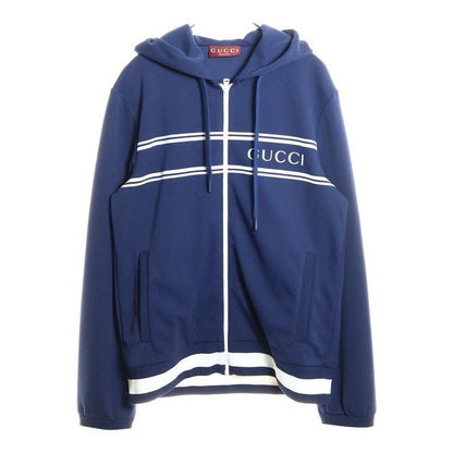 Gucci Technical Jersey Logo Hooded Sweatshirt Navy White 787939 Xjgj5