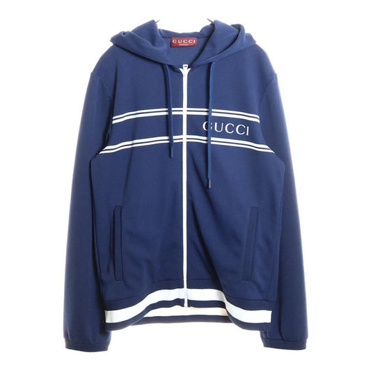 Gucci Technical Jersey Logo Hooded Sweatshirt Navy White 787939 Xjgj5